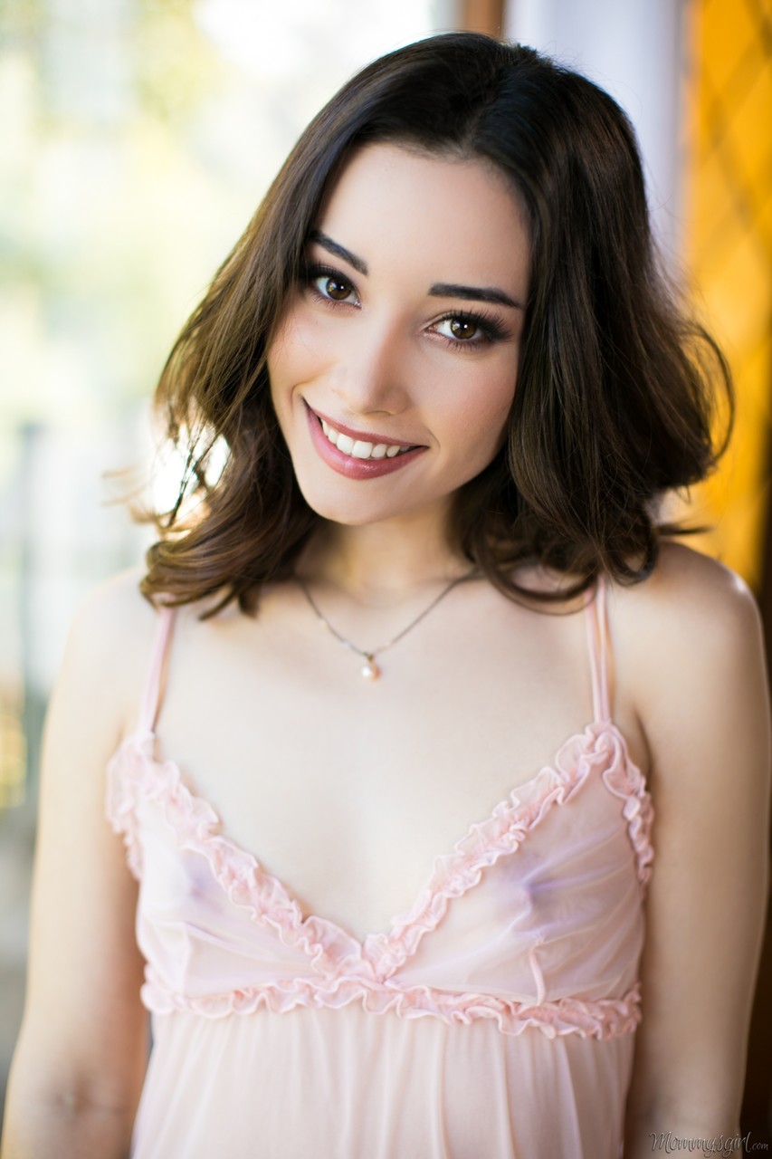 Brunette teen with a pretty face Aria Lee removes sheer lingerie to pose nude ポルノ写真 #422587581 | Mommys Girl Pics, Aria Lee, Tiny Tits, モバイルポルノ