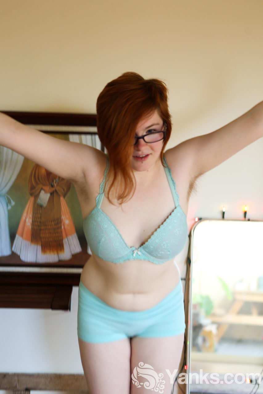 Chubby Porn Stars Redhead Glasses Lingerie - Pale redhead Panda shows her unshaven chubby body with her glasses on -  PornPics.com