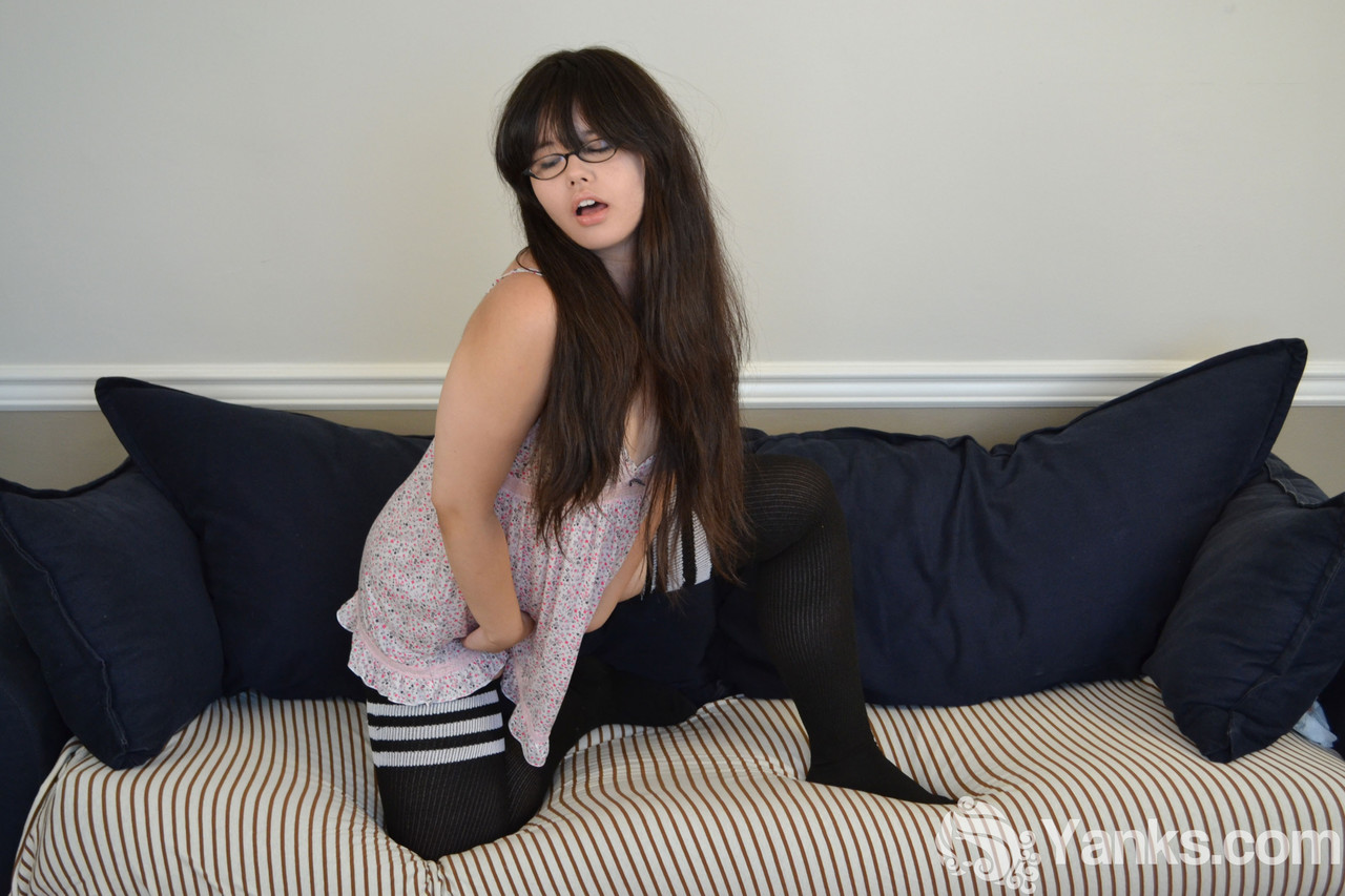 Geeky Amateur Hermine Haller Pleasures Her Vagina In Glasses And Thigh Highs