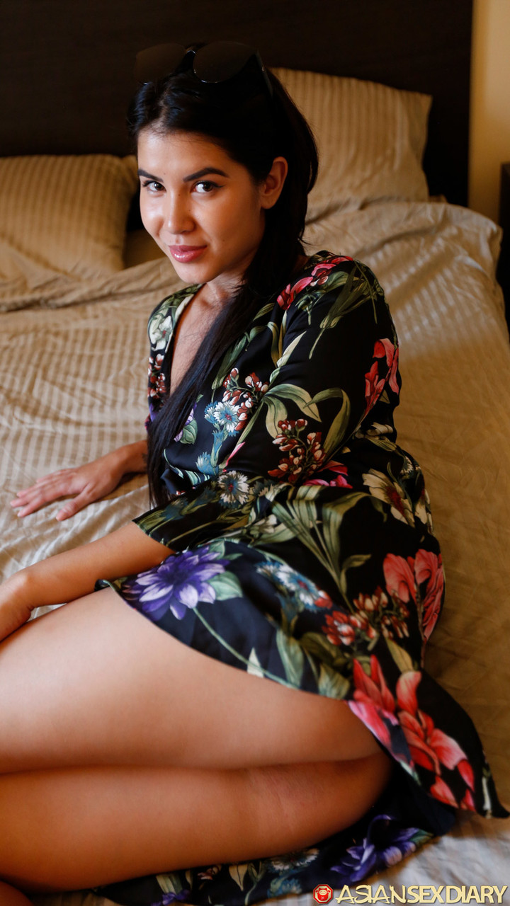 Asian amateur Lady Dee removes her floral print dress before having sex porn photo #427229996