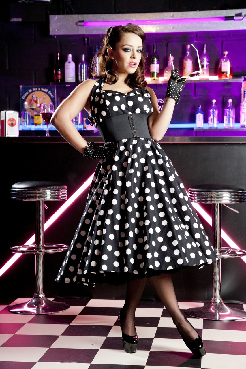 Hot MILF Liza Del Sierra models a polka dot dress before anal sex with a BBC porn photo #429104259