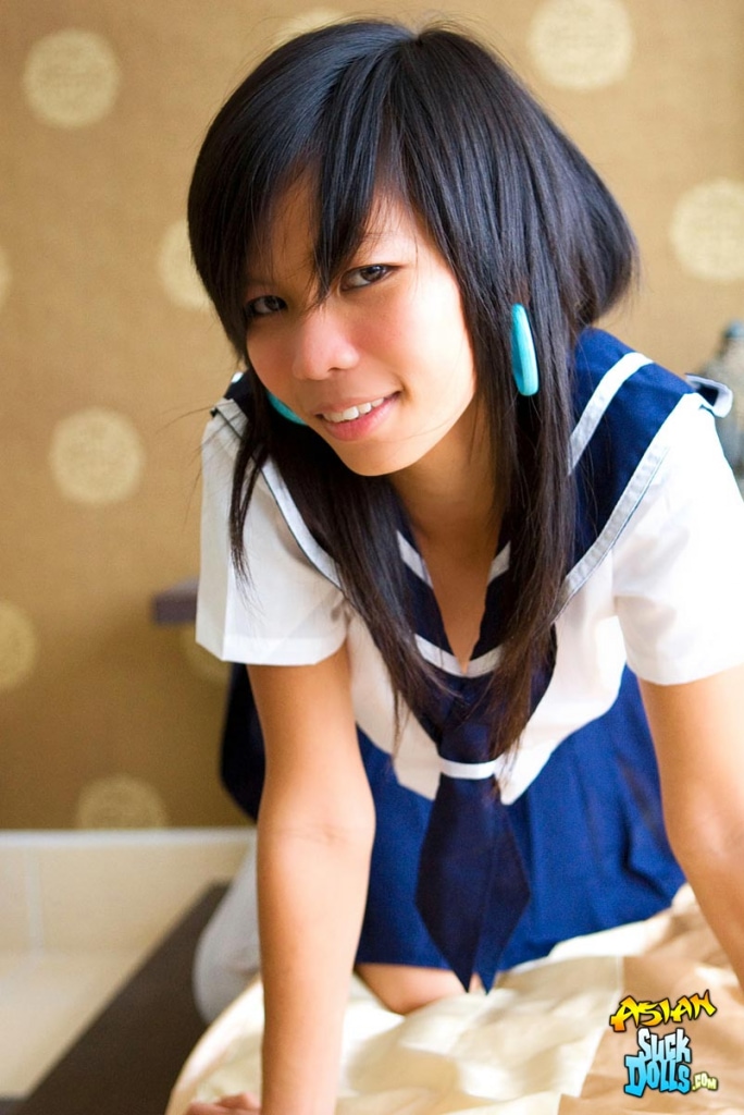 Asian girl Puy removes her sailor uniform after a BJ and facial cumshot photo porno #426668017