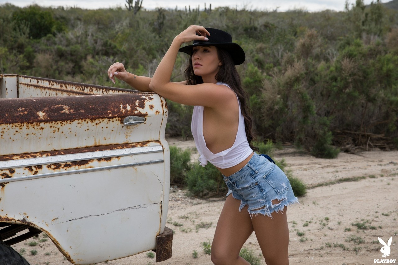 Hot centerfold model Carmen Nikole goes topless in a thong beside a wreck porno fotoğrafı #424808836 | Playboy Plus Pics, Carmen Nikole, Centerfold, mobil porno