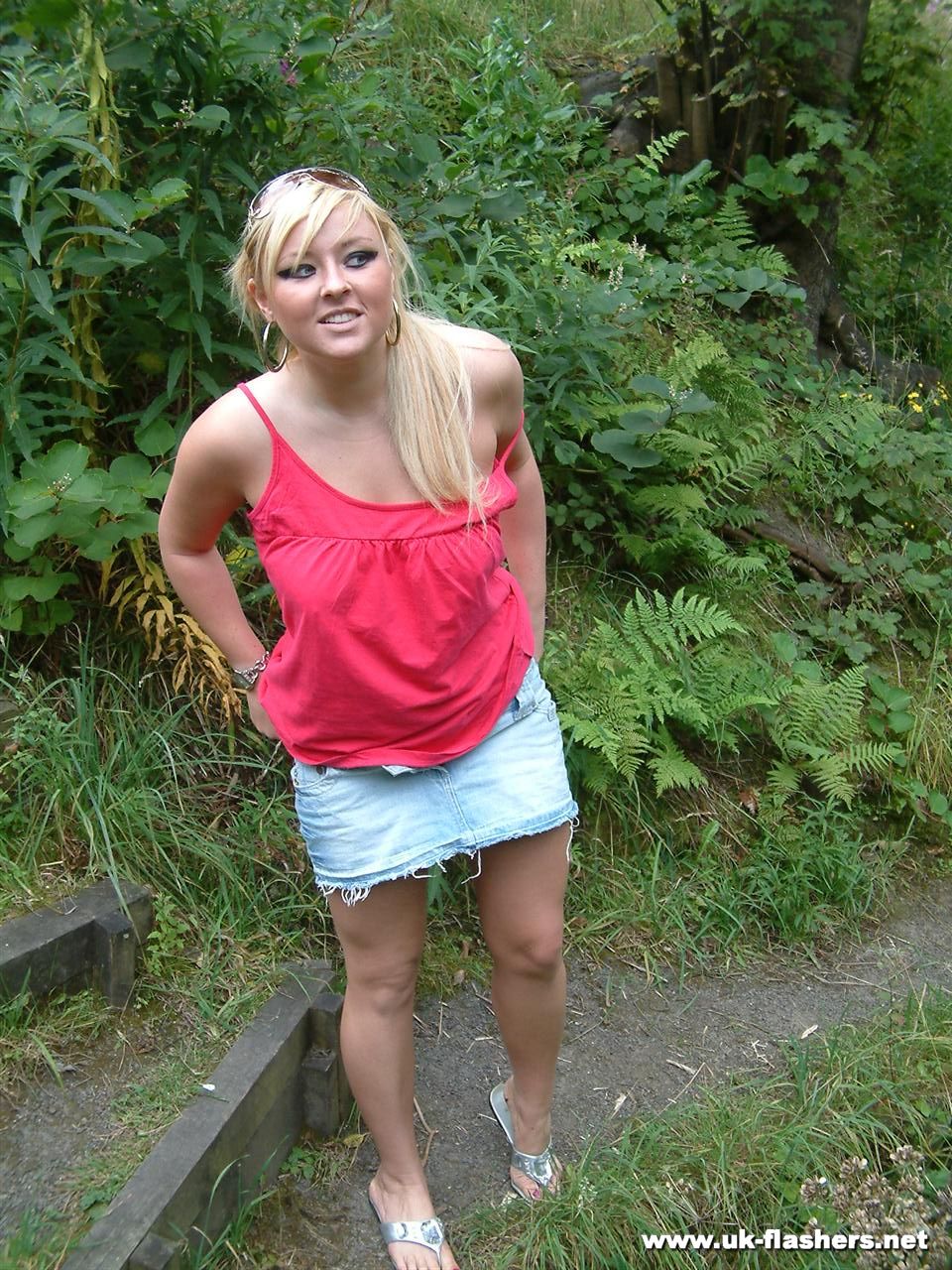Overweight UK female with blonde hair strips naked on a popular walking trails porn photo #428197328
