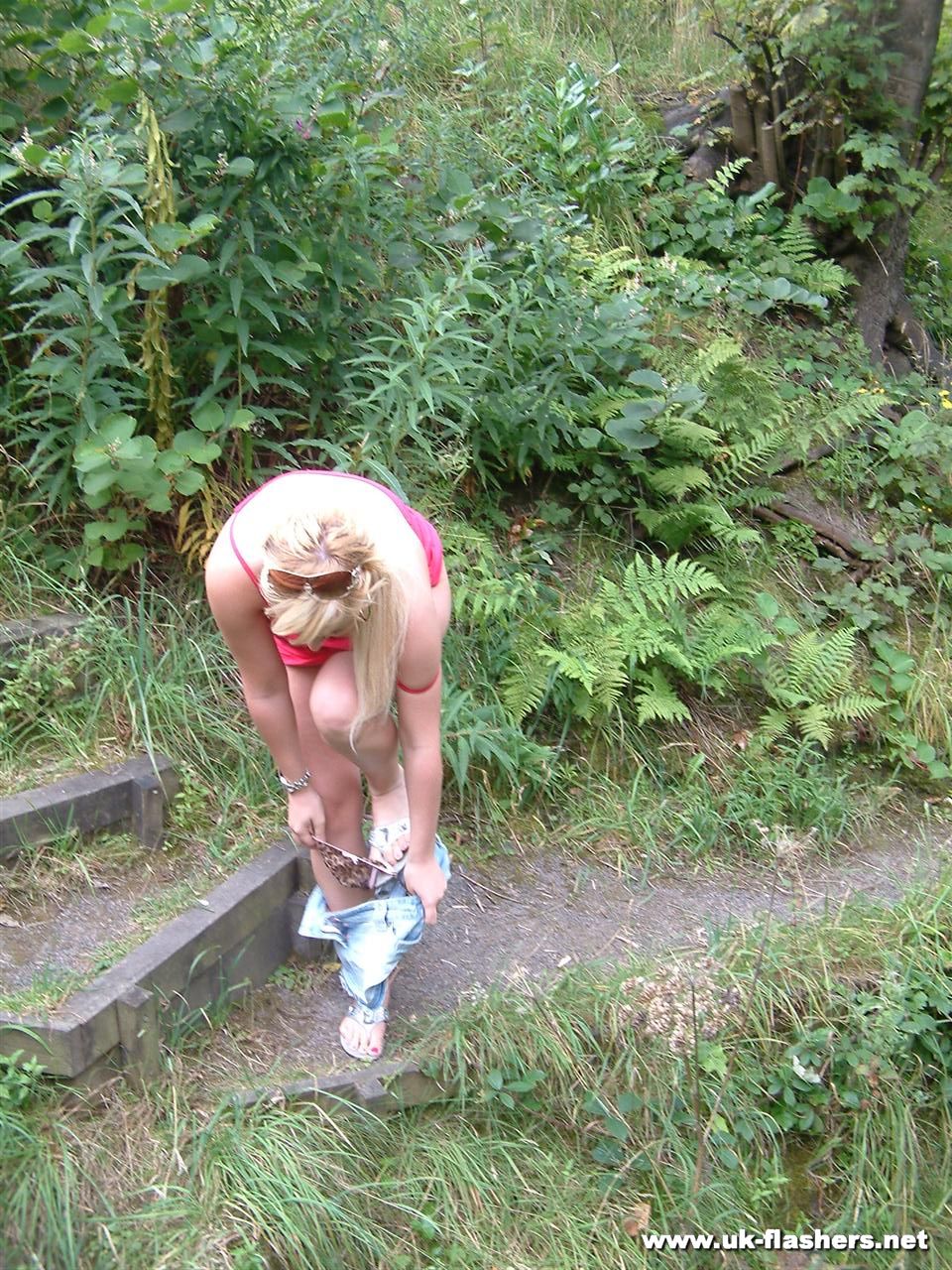 Overweight UK female with blonde hair strips naked on a popular walking trails porn photo #428197329