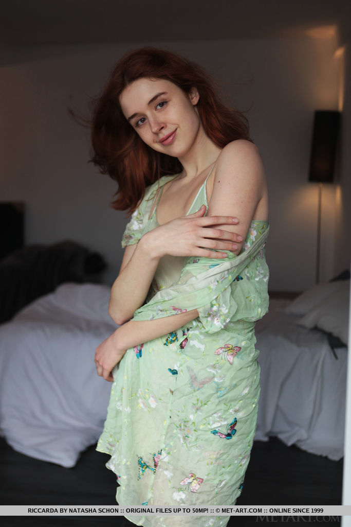 Natural redhead Riccarda slips off her sheer dress to get naked in her bedroom порно фото #422884095 | Met Art Pics, Riccarda, Redhead, мобильное порно