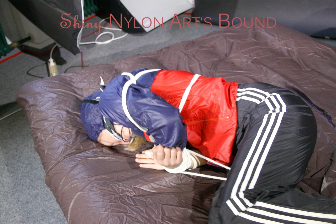 SANDRA tied, gagged and hooded with ropes on a bed wearing a supersexy porno foto #426630932