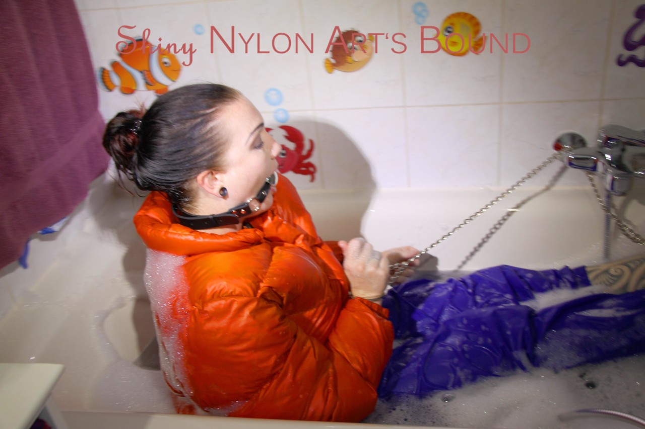 Jill wearing a sexy blue rain pants and an orange down jacket ties and gagges porn photo #426760257 | Shiny Nylon Arts Bound Pics, Clothed, mobile porn