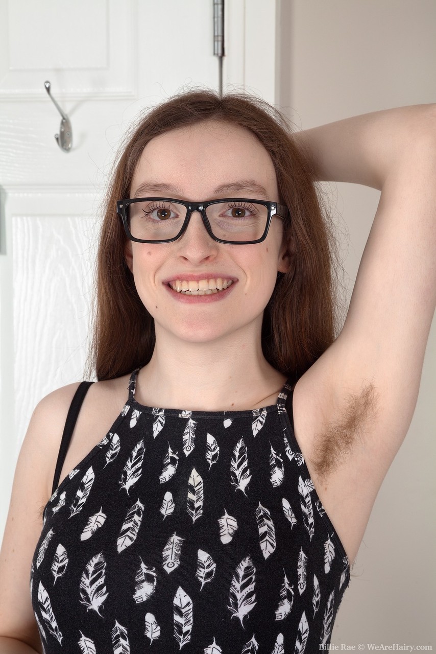 Nerdy girl Billie Rae shows her unshaven body in the nude with her glasses on porno foto #424608279