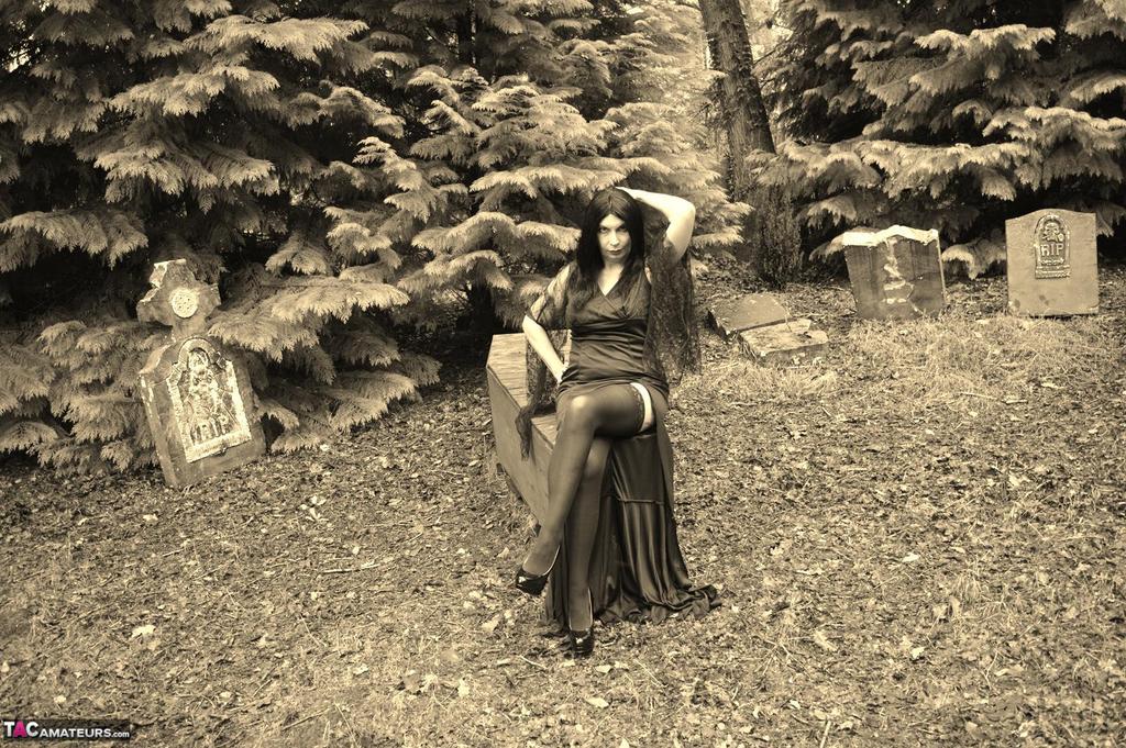Goth girl Barby Slut bares her big tits and twat atop a casket in the woods порно фото #423239775 | TAC Amateurs Pics, Barby Slut, Cosplay, мобильное порно