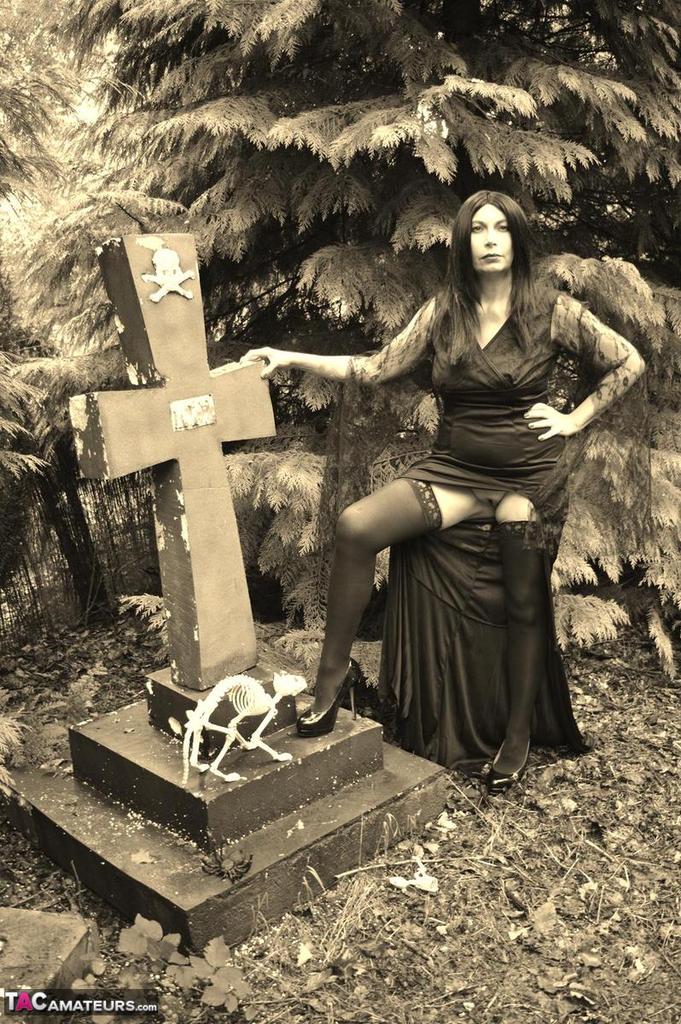 Goth girl Barby Slut bares her big tits and twat atop a casket in the woods порно фото #423239793 | TAC Amateurs Pics, Barby Slut, Cosplay, мобильное порно