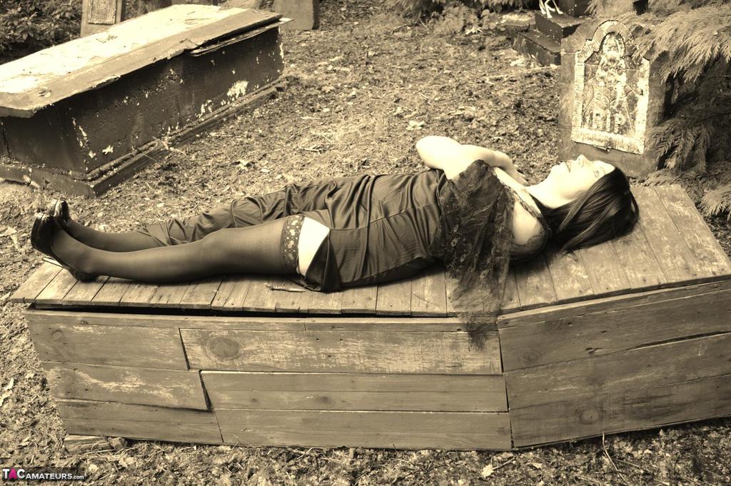 Goth girl Barby Slut bares her big tits and twat atop a casket in the woods порно фото #423239801 | TAC Amateurs Pics, Barby Slut, Cosplay, мобильное порно