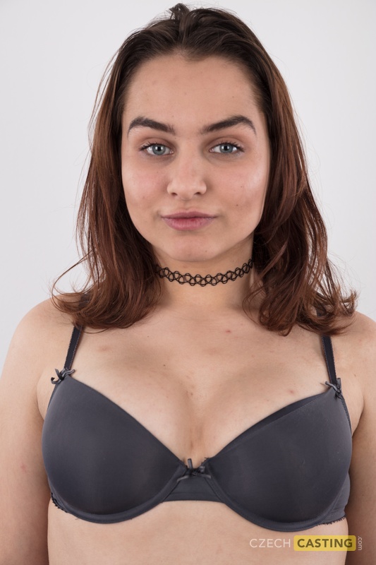 Chubby girl Marie wears a choker while getting naked for the first time porn photo #426963470