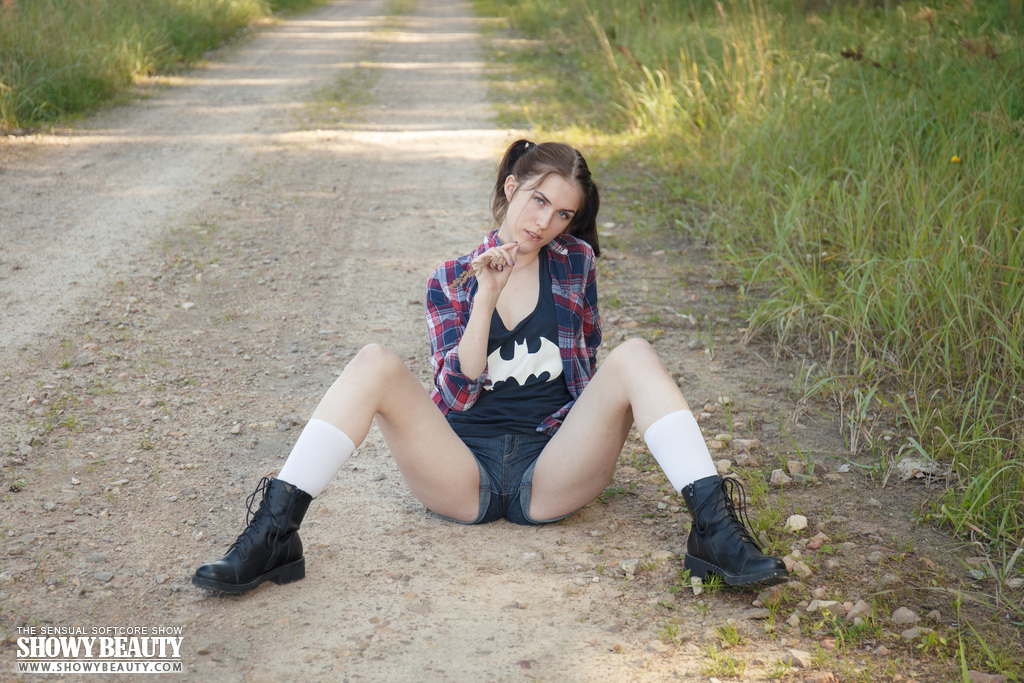 Teen amateur Kakao gets completely naked on a dirt road in the country porn photo #426911134