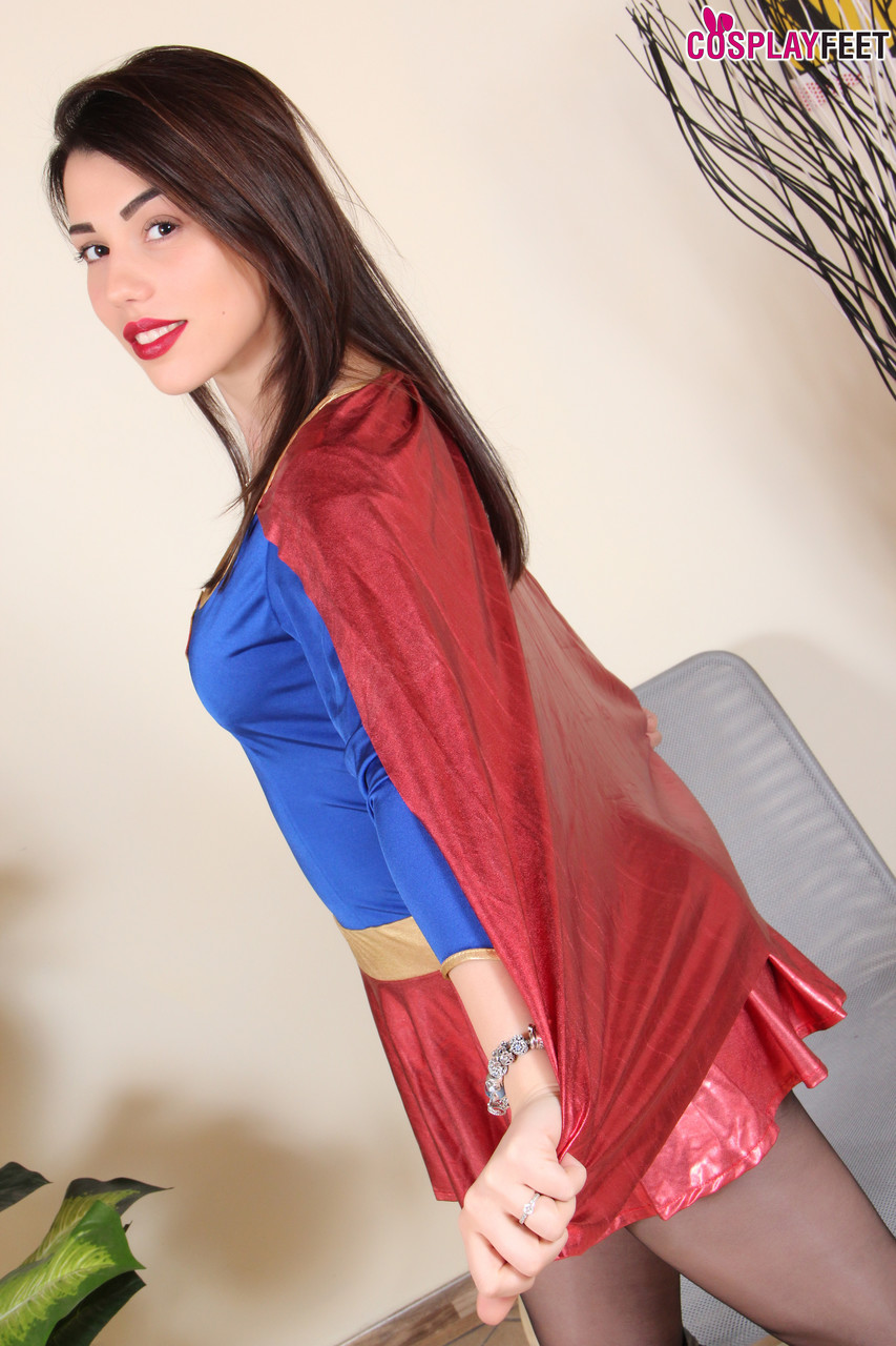 Gorgeous girl Petra shows her hose attired feet in a Superman costume foto porno #423194329