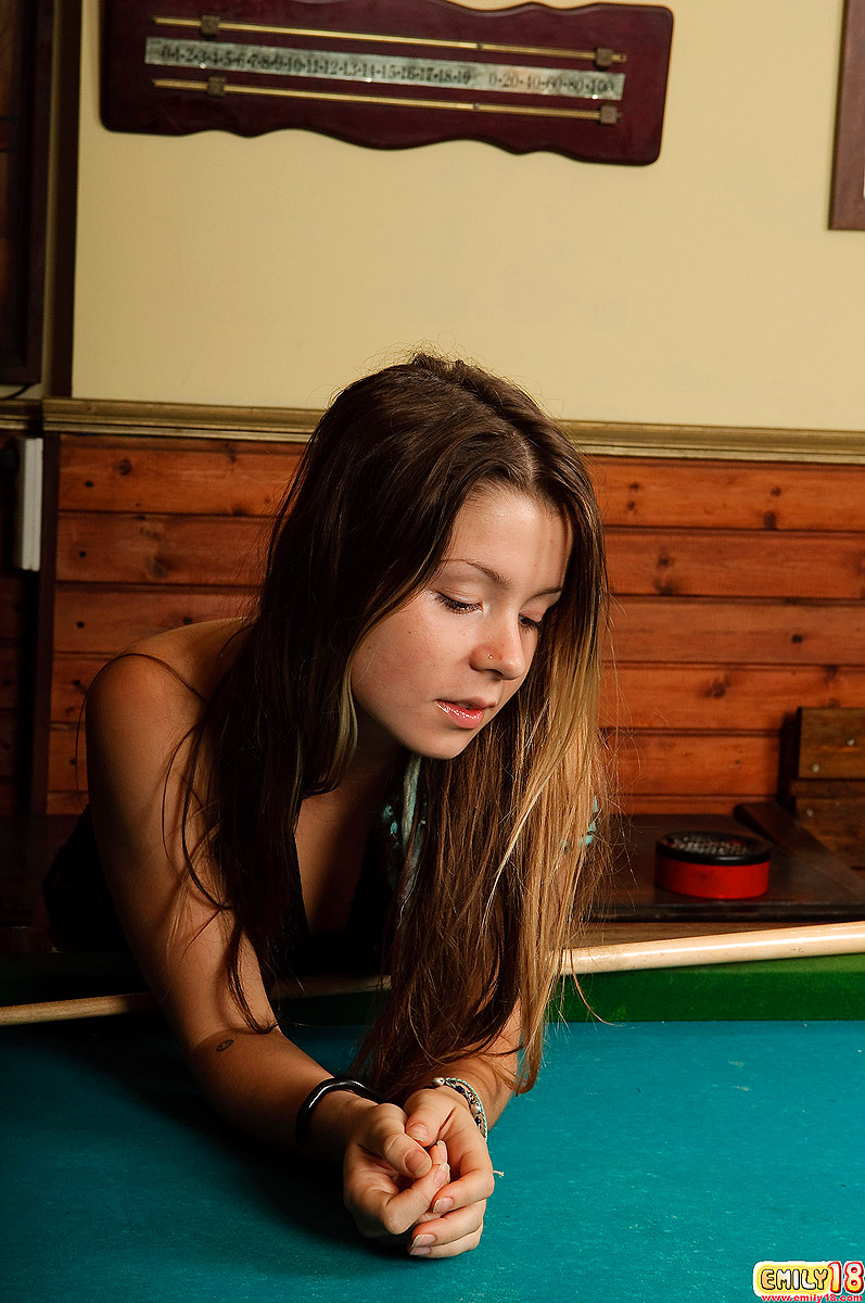 Charming young girl gets naked on top of a billiard table in footwear porn photo #423766917 | Emily 18 Pics, Panties, mobile porn