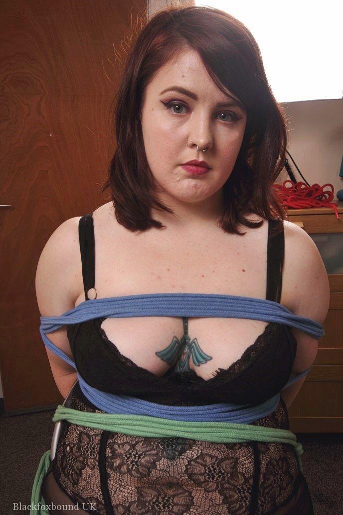 Tattooed plumper is silenced with a cleave gag while tied to a folding chair porn photo #425169909