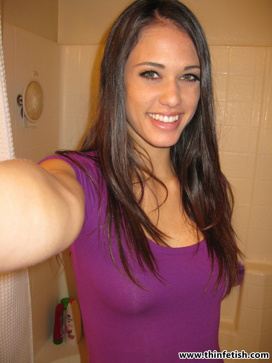Skinny girl Tiffany Thompson takes nude selfies in a bathroom mirror porn photo #424834456