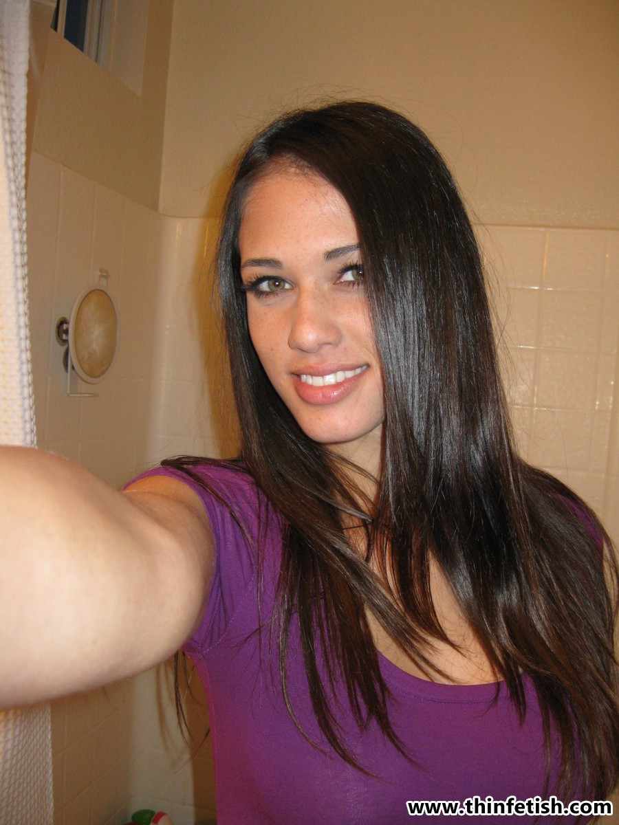 Skinny girl Tiffany Thompson takes nude selfies in a bathroom mirror photo porno #424834458