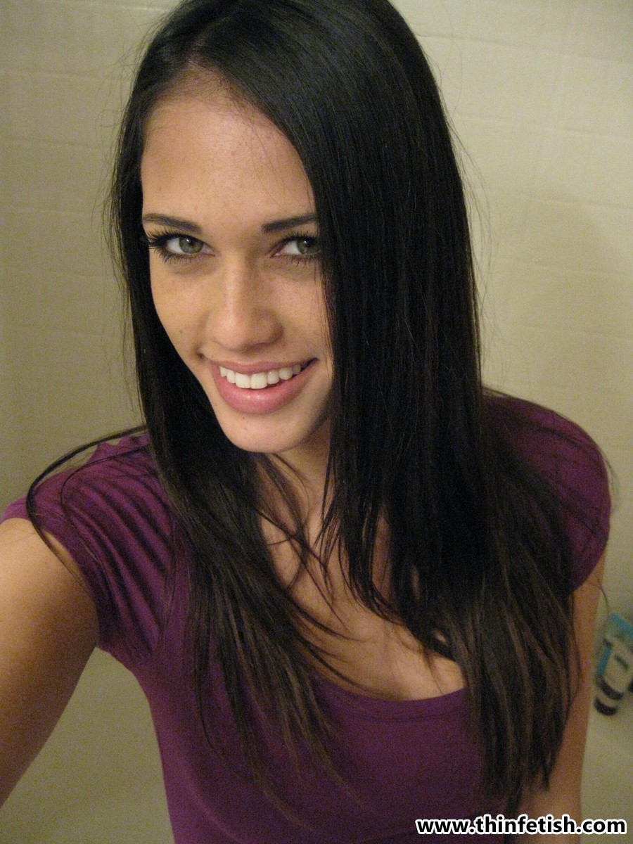 Skinny girl Tiffany Thompson takes nude selfies in a bathroom mirror porn photo #424834460
