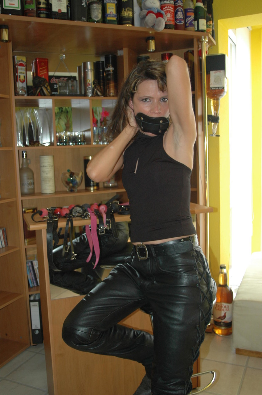 Caucasian female tries on a few ball gags while fully clothed porno foto #427686749 | Bound Studio Pics, Leather, mobiele porno