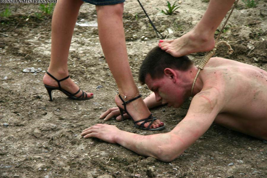 Cruel women trample and piss a submissive man during outdoor CFNM play porn photo #422730425