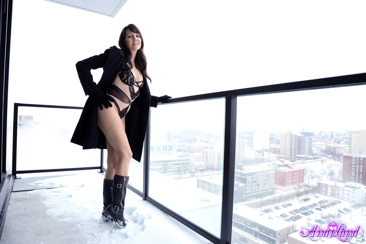 Teen Amateur Andi Land Flashes On A Snow Covered Balcony In Sexy Lingerie