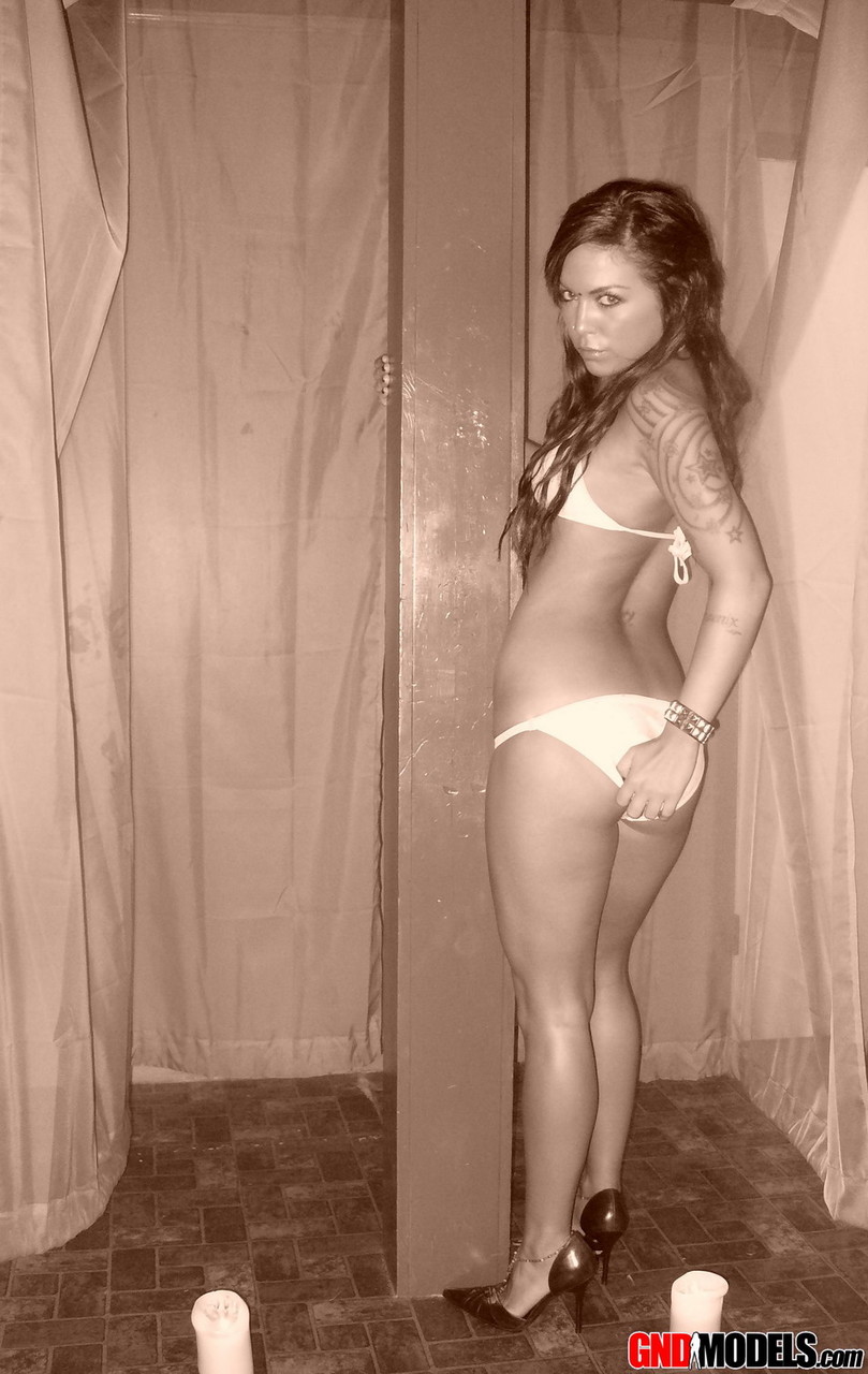 Teen shows off her amazing tight body in a tiny white bikini porn photo #428137062