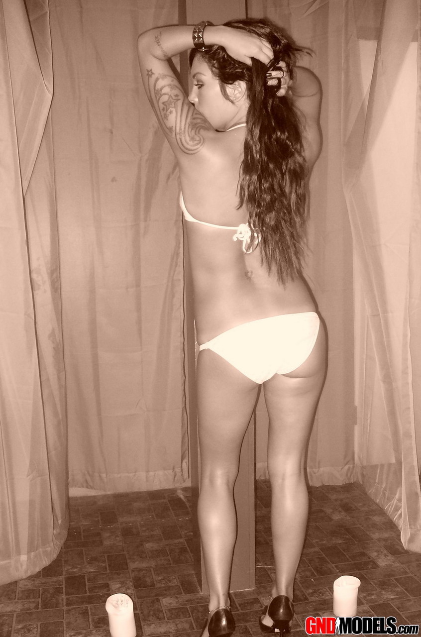 Teen shows off her amazing tight body in a tiny white bikini porno fotky #428137063