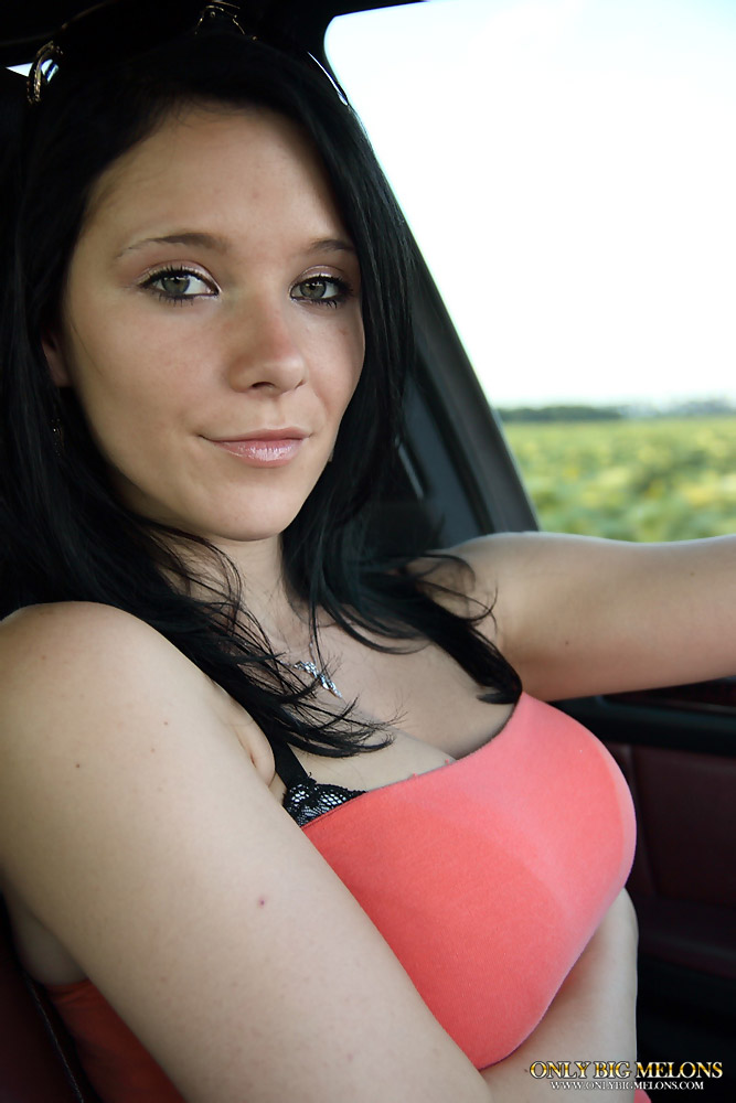 Pretty brunette uncovers her big boobs while driving a vehicle photo porno #424235087 | Only Big Melons Pics, Adrianne Black, Upskirt, porno mobile