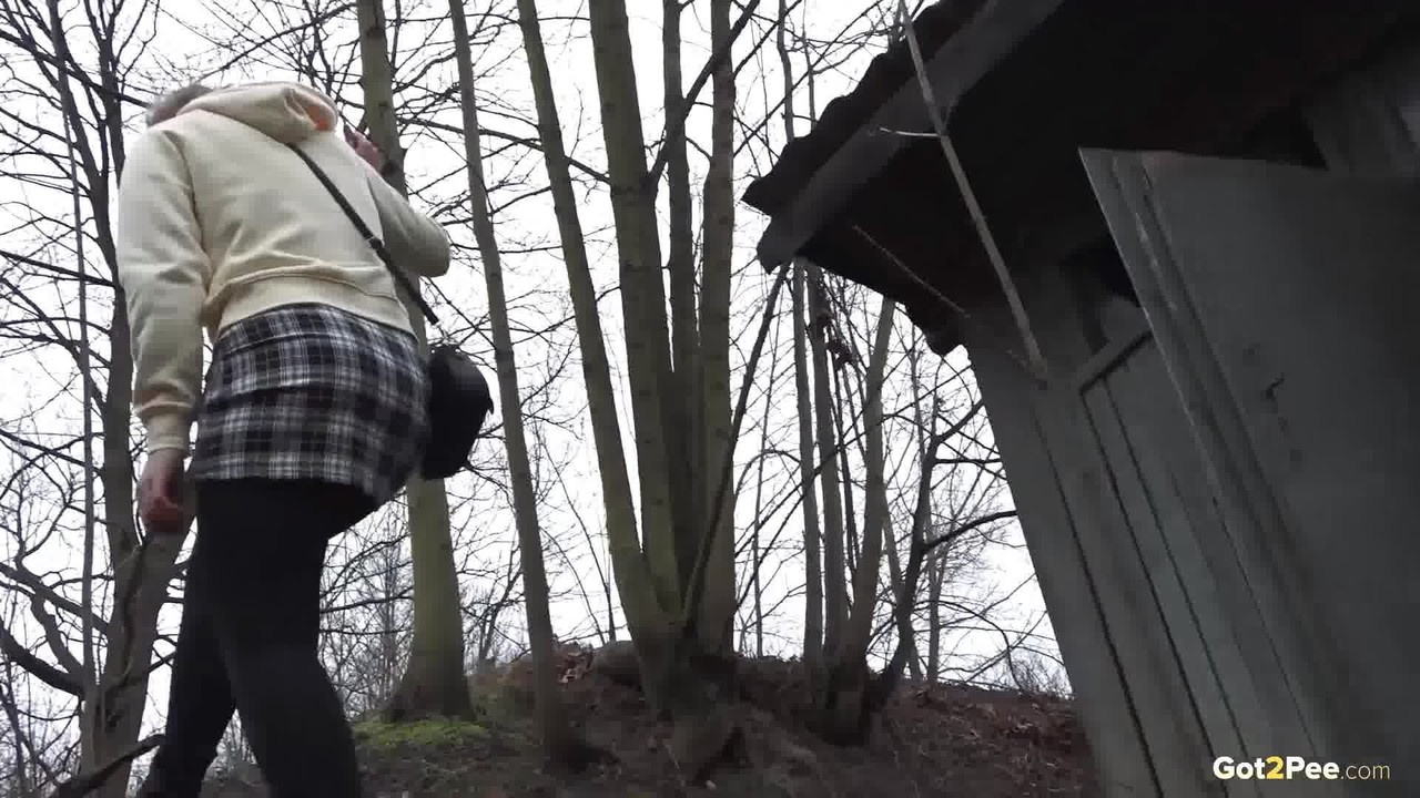 Caucasian girl takes a piss in an outhouse while in a forest porn photo #426310022 | Got 2 Pee Pics, Rita, Pissing, mobile porn