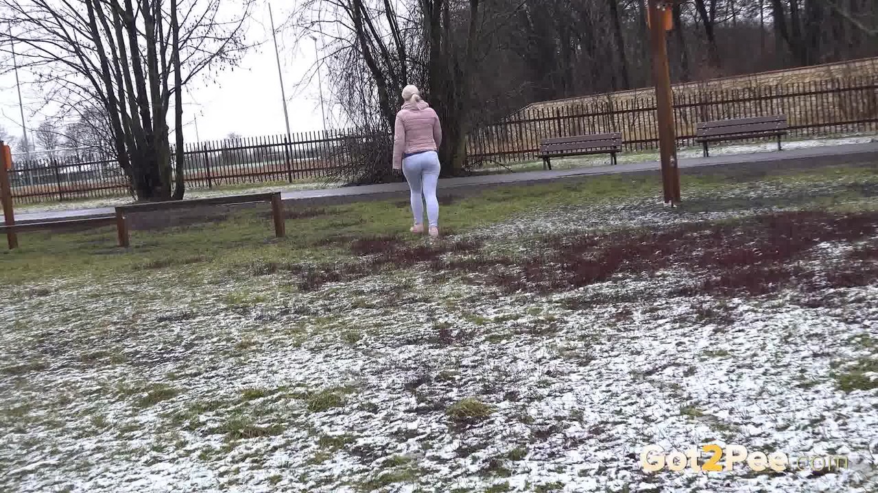 Licky Lex squats and melts the snow with pee porn photo #427101174