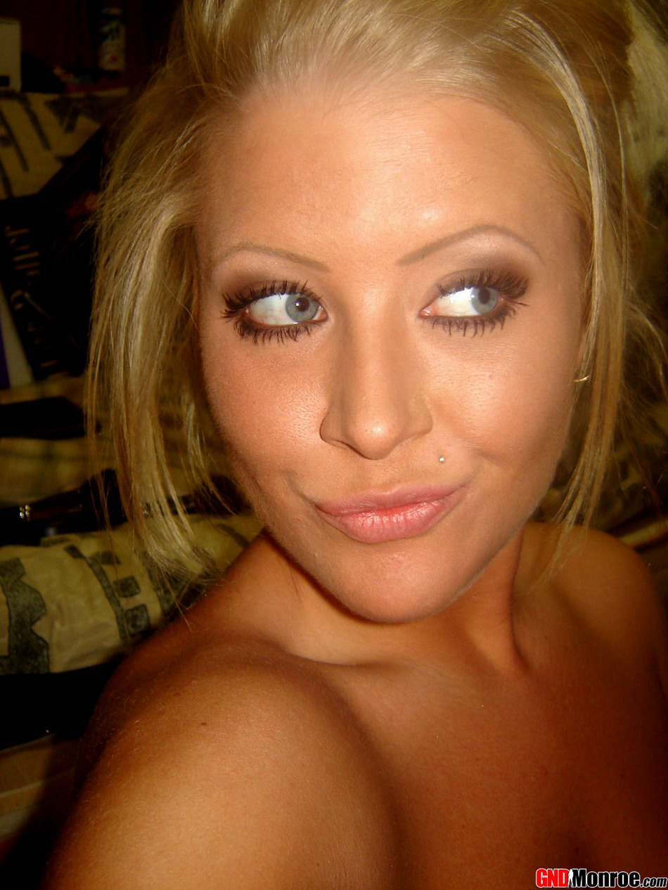 Self-teasingly, a blonde amateur gets into a state of undress while getting naked.