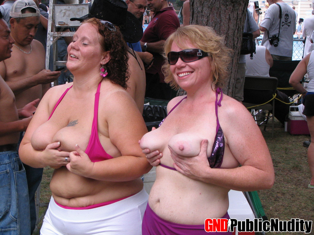Multiple strippers on stage showing off at an outdoor public nudity party foto porno #428714819