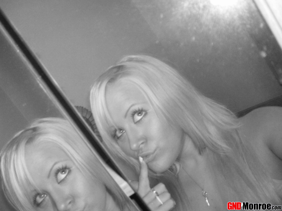 Monroe takes self pictures of her tight teen body in the mirror