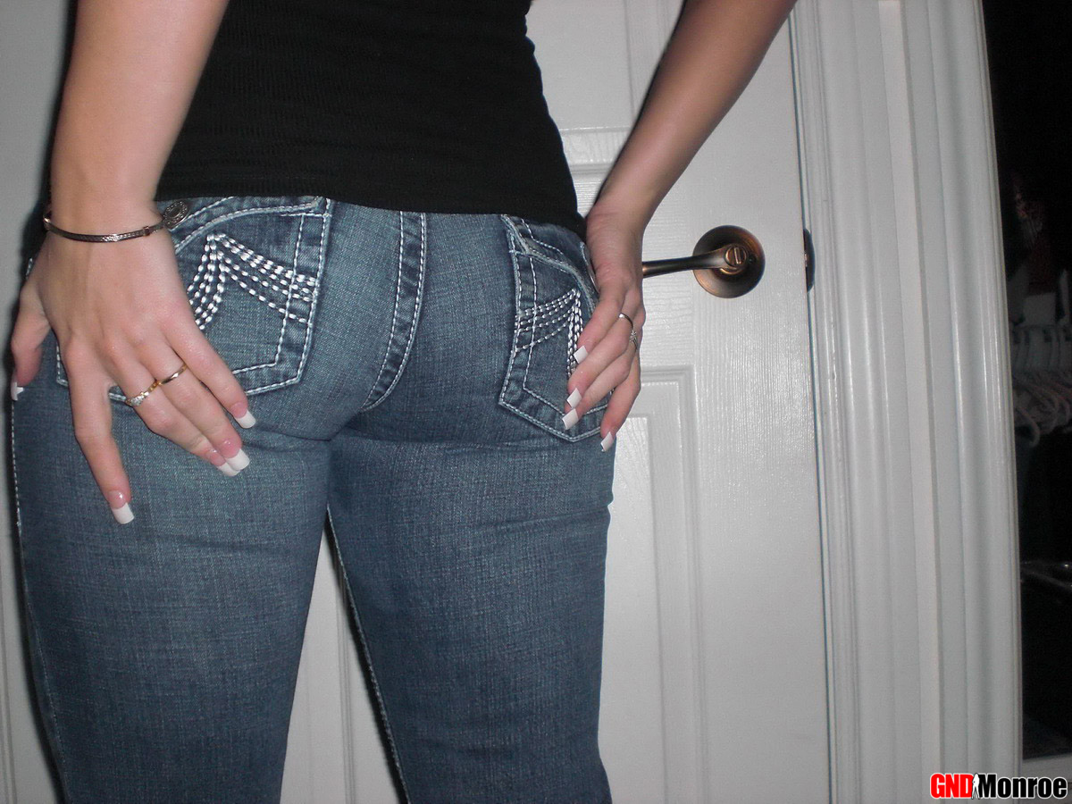 Monroe pulls down her jeans and proves she isnt wearing any panties porn photo #426419038
