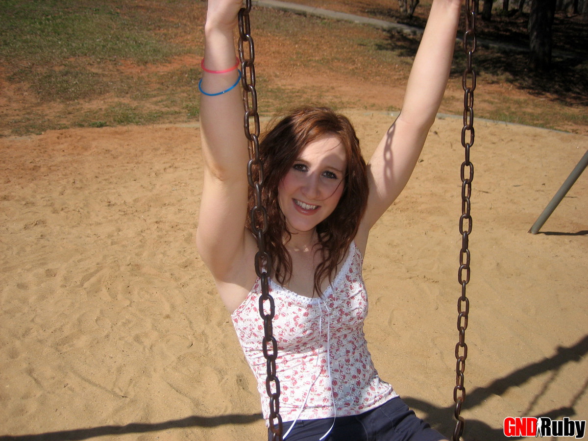 Red headed cock tease Ruby plays on the swing set at the public park porno fotoğrafı #428680058 | GND Ruby Pics, Public, mobil porno