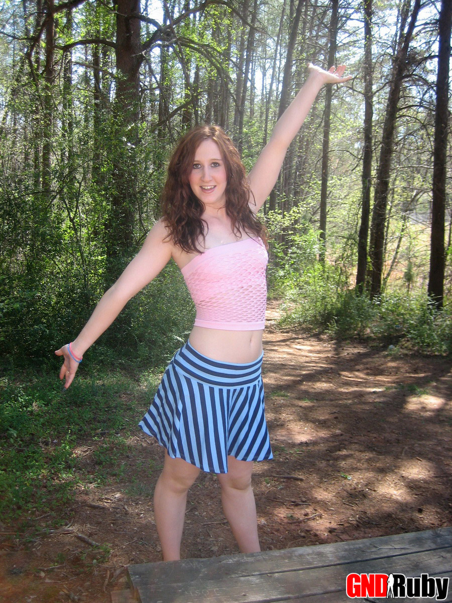 Cute redhead Ruby flashes her tits at the park ポルノ写真 #428685947