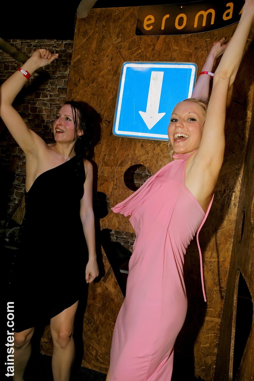 Drunk party girls go wild during extreme orgy fucking in nightclub photo porno #424645173