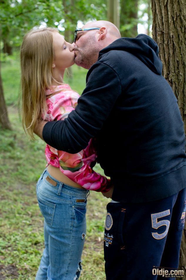 Blonde teen and her sugar daddy get together for sex down by the pond photo porno #423759228
