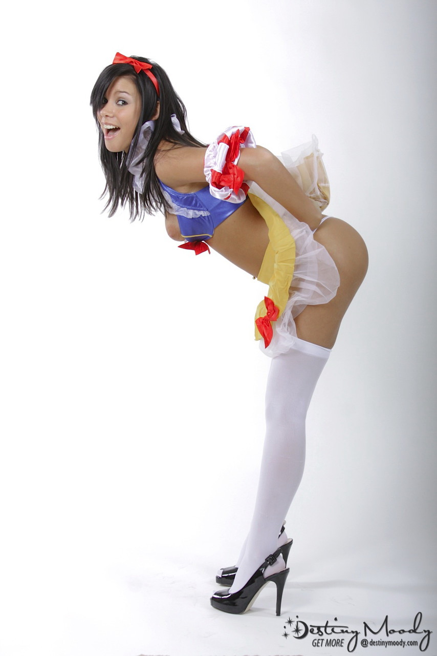 Cute teen girl Destiny Moody exposes herself while dressed as Snow White porn photo #428213422
