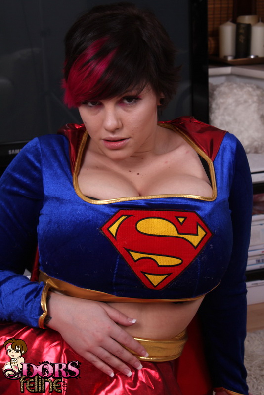 Cosplay girl Dors Feline reveals the super tits behind the super hero costume porn photo #422649295