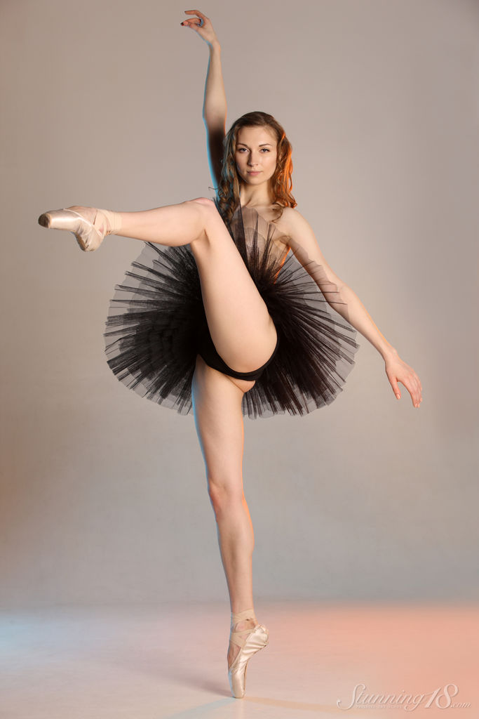 Hot ballerina Annett A loses her tutu & contorts to show bald pussy in points porn photo #428269059