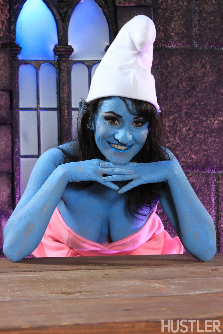 Latina chick Charley Chase shows off her girl parts in a Smurf outfit 포르노 사진 #426357894
