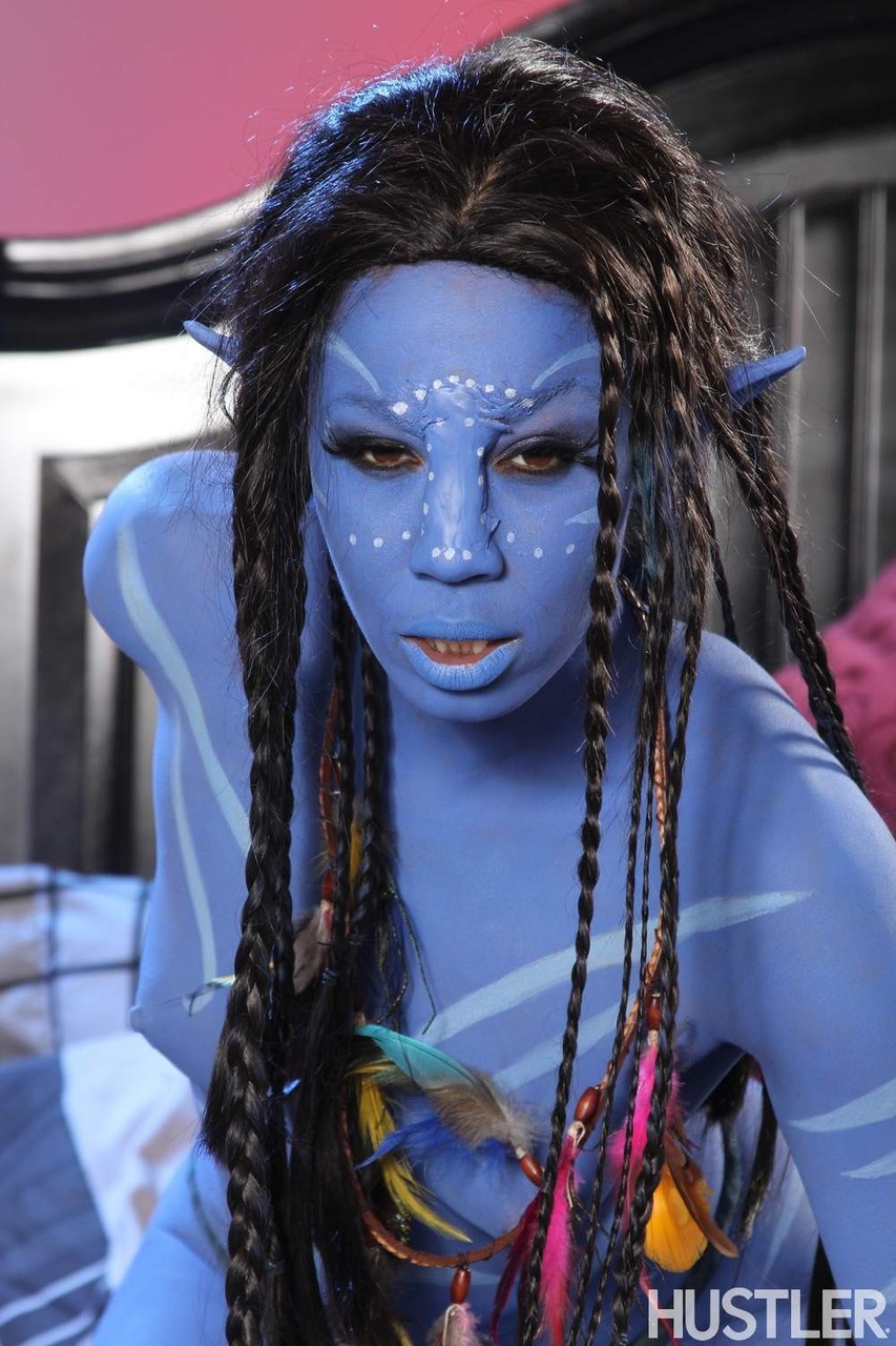 Cosplay beauty Misty Stone takes cock in nothing but blue body paint photo porno #422710108