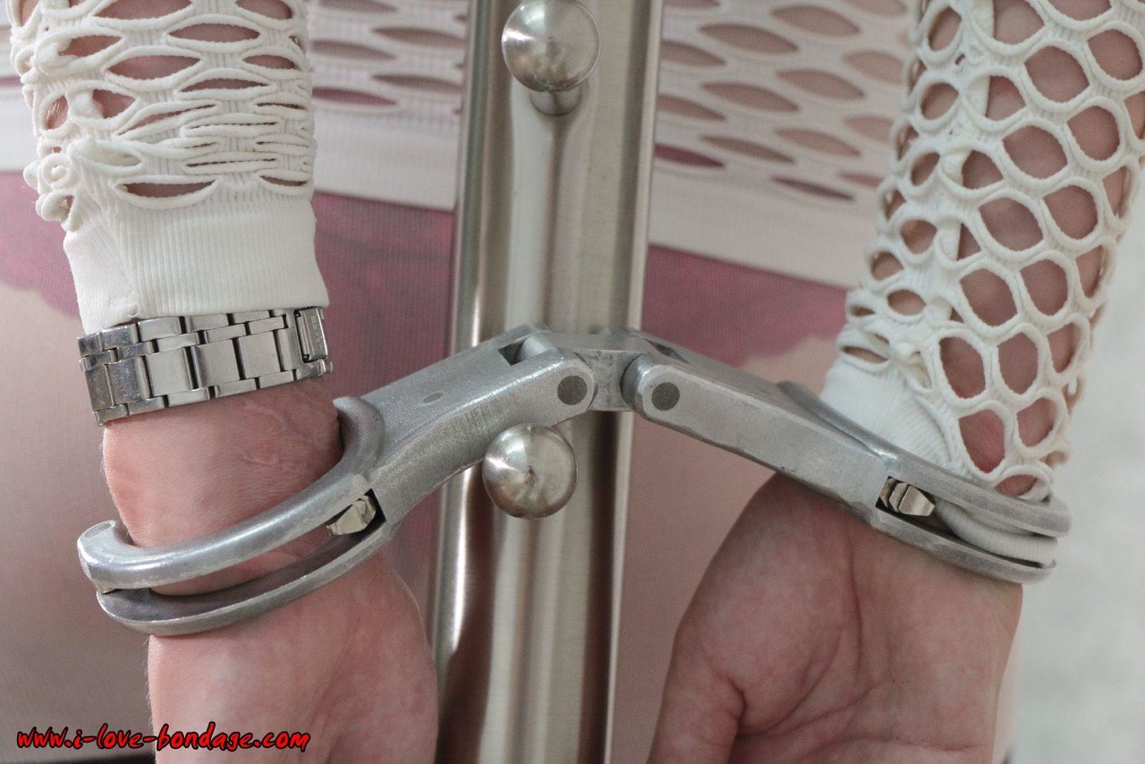 Fair skinned girl is restrained by cuffs at wrists and ankles in striped socks porno fotoğrafı #427942584 | I Love Bondage Pics, Bondage, mobil porno