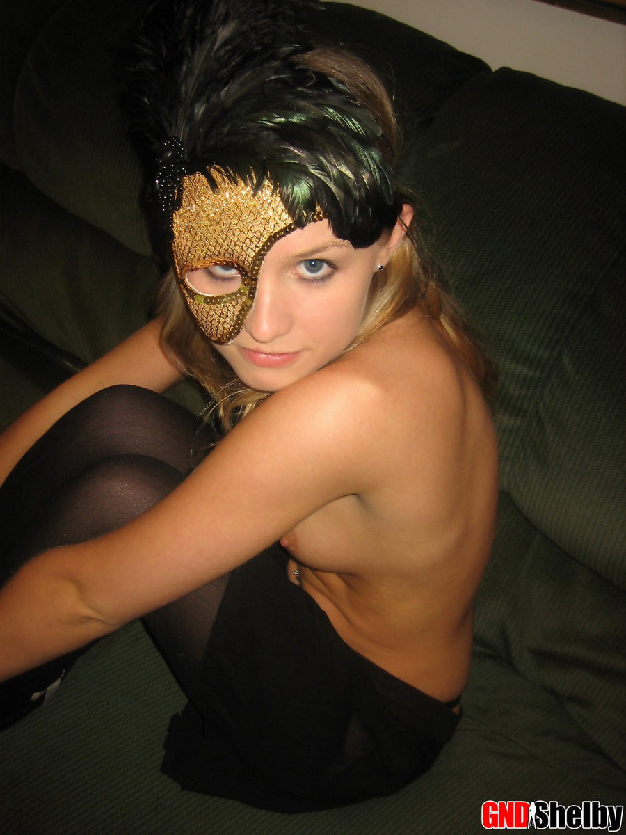 First timer wears a masquerade mask while getting naked in black stockings porn photo #422542317 | GND Shelby Pics, Blindfold, mobile porn