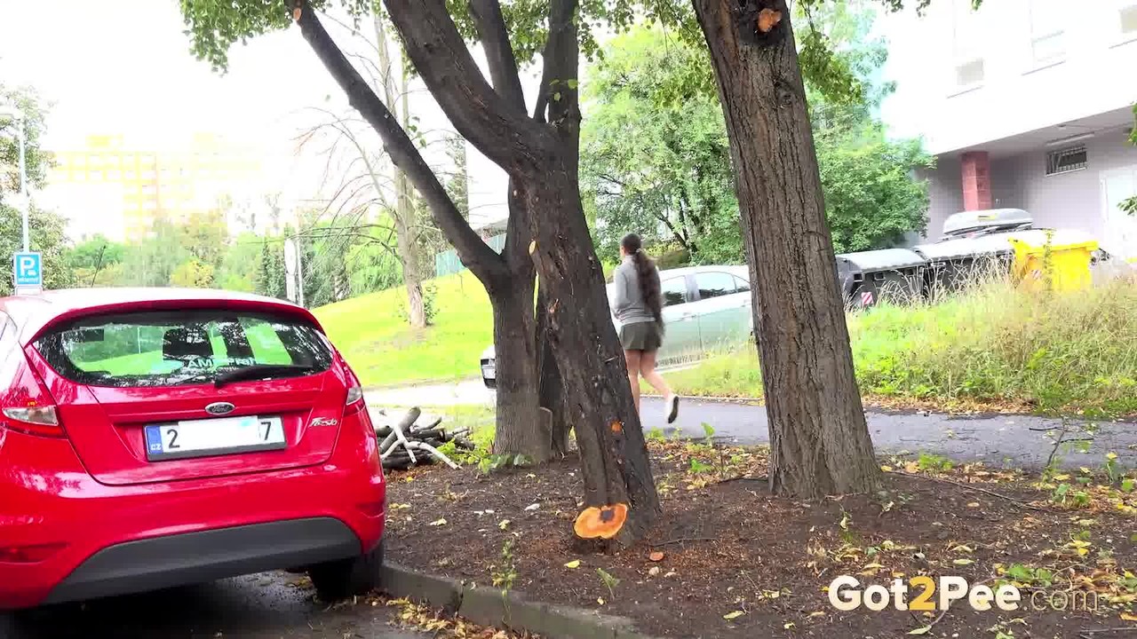 Short taken girl Lara Fox squats for a piss behind a vehicle on a road 色情照片 #425305563 | Got 2 Pee Pics, Lara Fox, Pissing, 手机色情