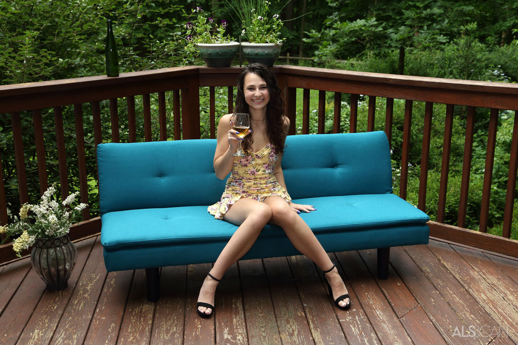 Skinny teen Liz Jordan gets totally naked on a futon out on a backyard deck porno fotoğrafı #429015504