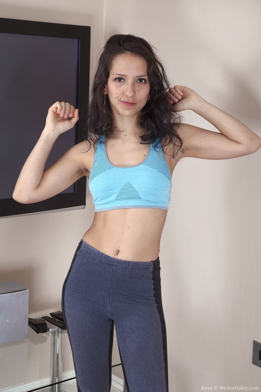 First Timer Rosa Doffs Yoga Wear Before Freeing Her Bush From See Thru Panties